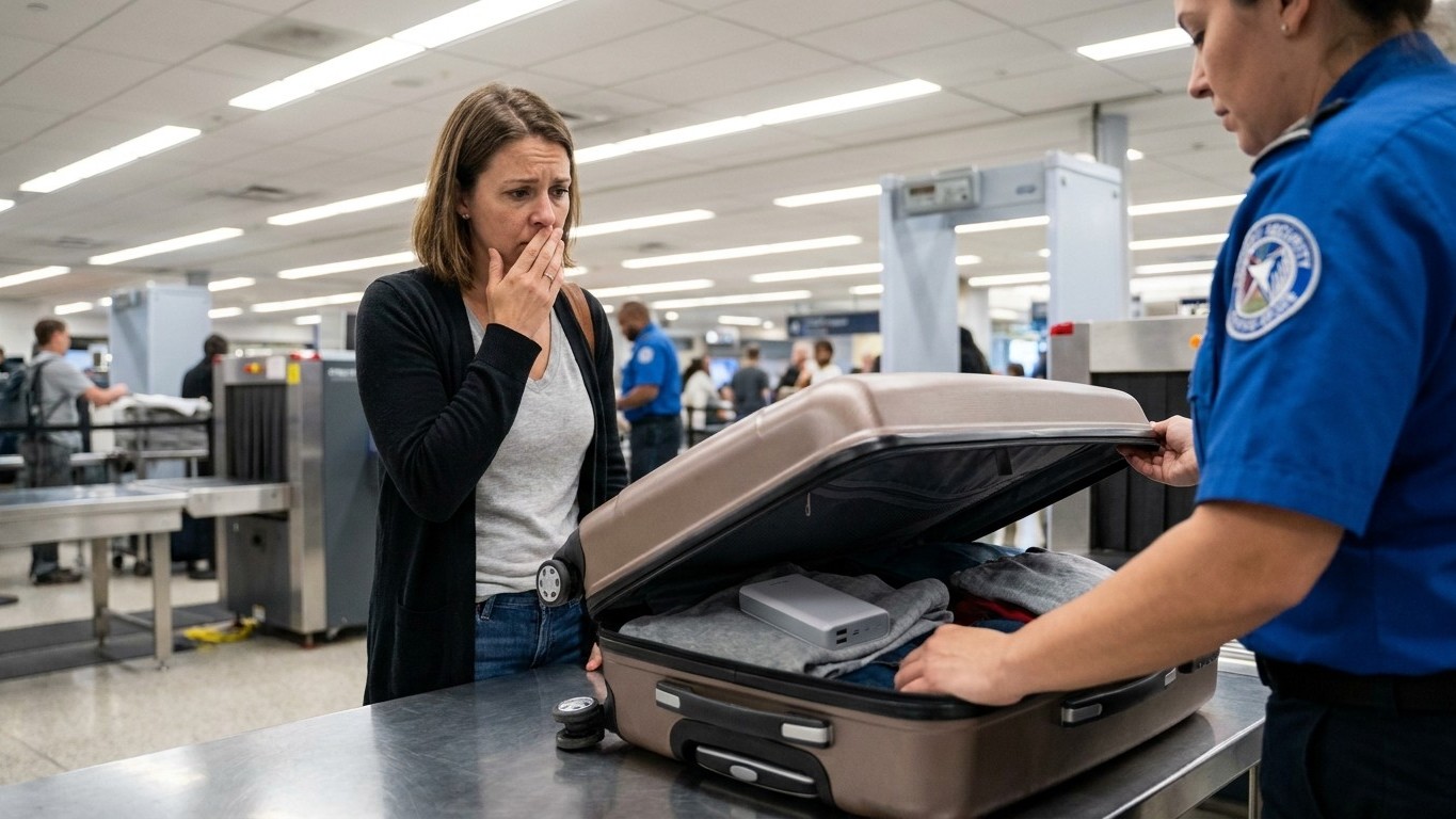 Metí mi batería externa en la maleta facturada para no cargar peso: cuando llegué al control de seguridad, ya era demasiad...